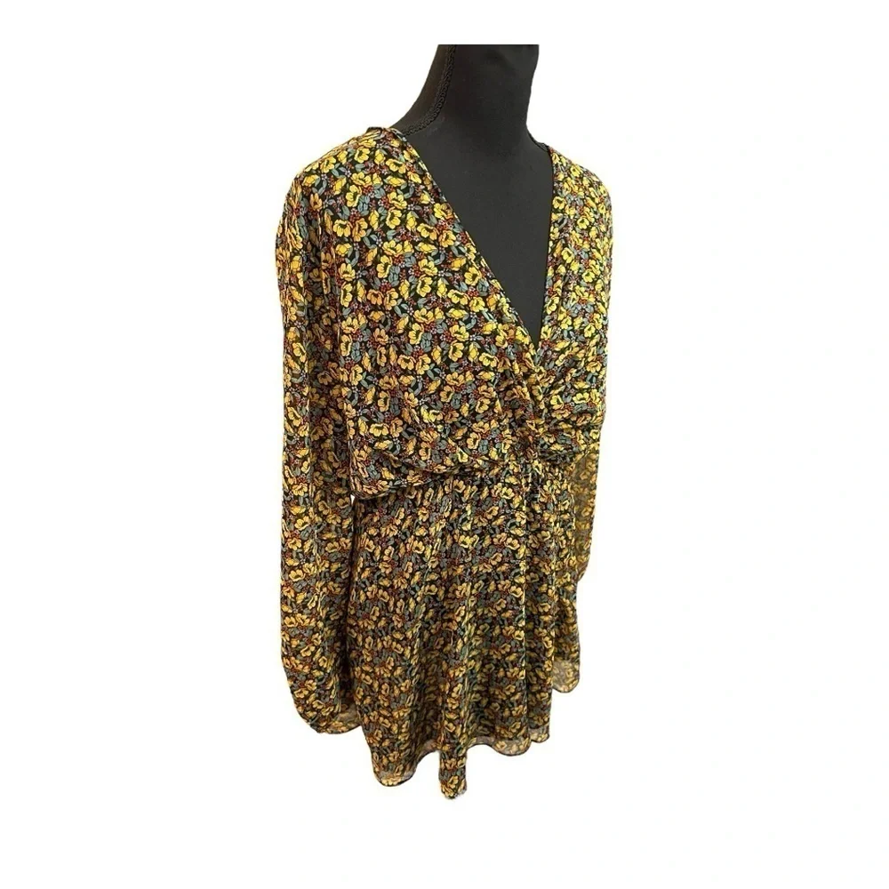 Zara Floral Print Long Sleeve Mini Dress Medium